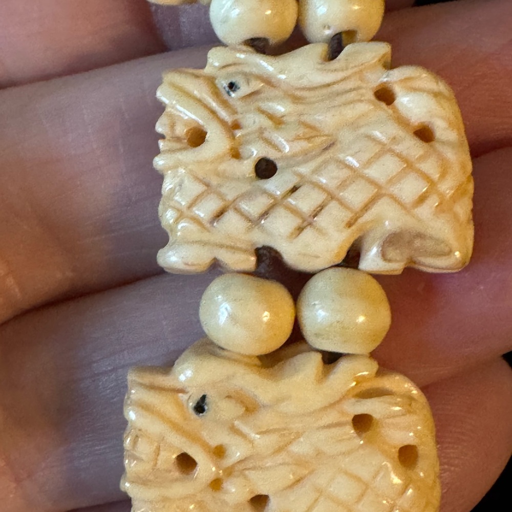 Vintage Hand-Carved Dragon Bracelet and Earrings - Picture 10 of 15
